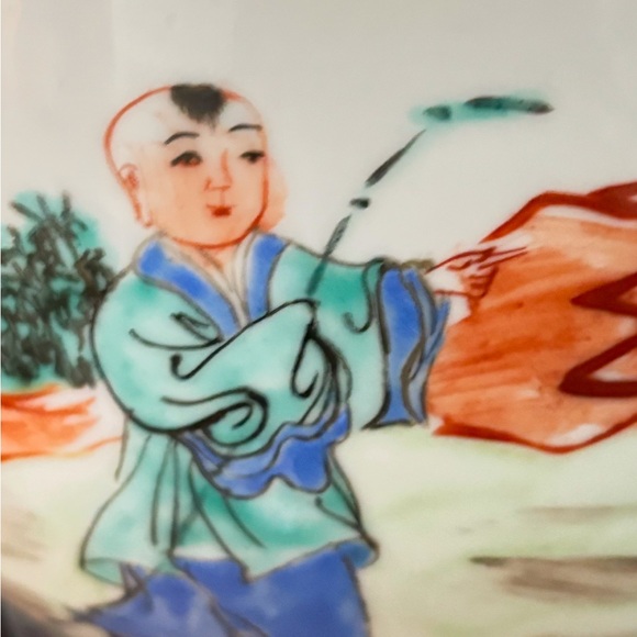 Vtg Antique CHINESE Asian Porcelain VASE Ginger Jar FAMILLE VERTE Children QING - Picture 10 of 13